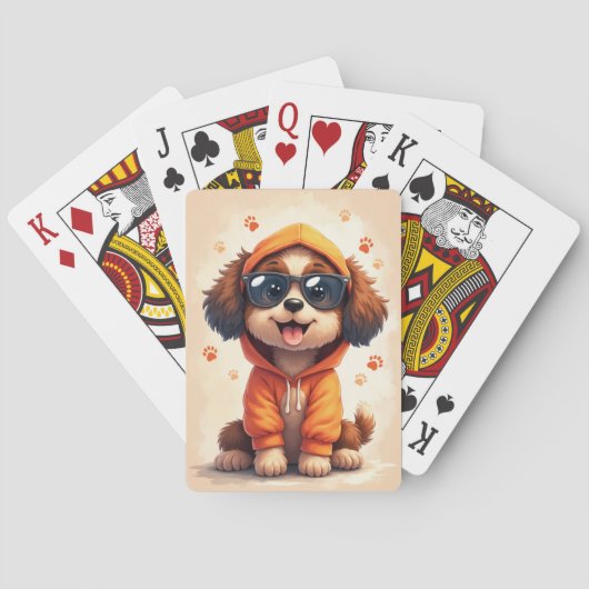 Grappige Bernedoodle Kawaii Hond Pokerkaarten (Achterkant)