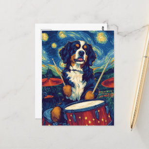 Grappige Berner Mountain Dog Drummer Briefkaart