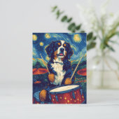 Grappige Berner Mountain Dog Drummer Briefkaart (Staand voorkant)