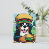 Grappige Berner Sennenhond met Cheeseburger Briefkaart (Staand voorkant)