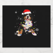 Grappige Berner Sennenhond verlicht Kerstmis Match Sparkling Wijnetiket (Enkel label)