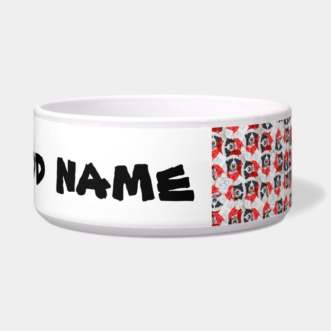 Grappige Bernese Berghond Naam Kerstpatroon Voerbakje (Rechts)