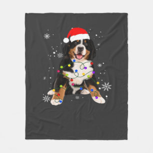 Grappige Bernese Berghond Verlicht Kerstmis Matchi Fleece Deken