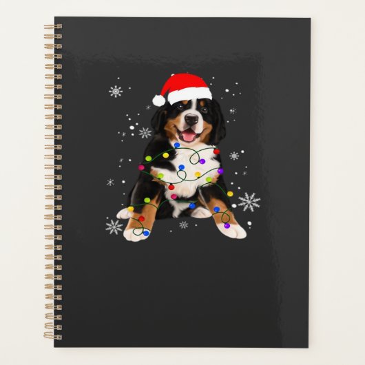 Grappige Bernese Berghond Verlicht Kerstmis Matchi Planner (Voorkant)