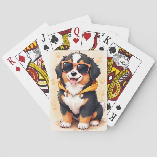 Grappige Bernese Mountain Dog Kawaii Hond Pokerkaarten (Achterkant)