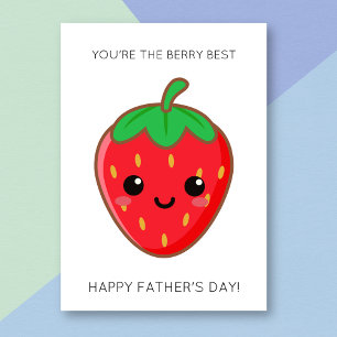 Grappige Berry Best Dad Aardbei Vaderdag Kaart