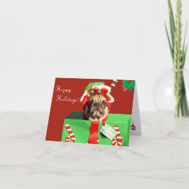 Grappige beschaamde Pug Holiday Kaart