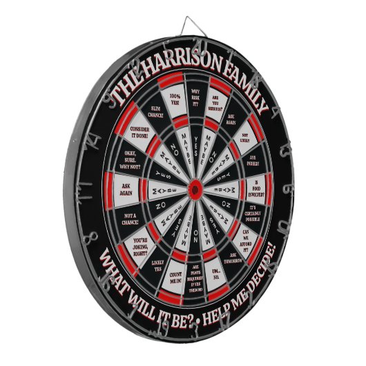 Grappige besluitvormer gepersonaliseerd dartbord (Voorkant Links)