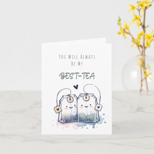 Grappige Best-Tea Pun Humor Vriend Gelukkige Verja Kaart (Gele Bloem)