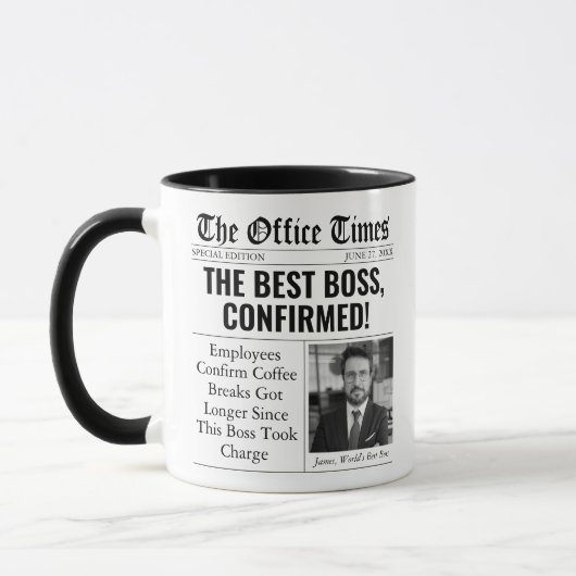 Grappige beste baas cadeau aangepaste krantenkop mok (Links)