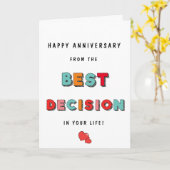 Grappige beste beslissing in je leven Jubileum Kaart (Gele Bloem)