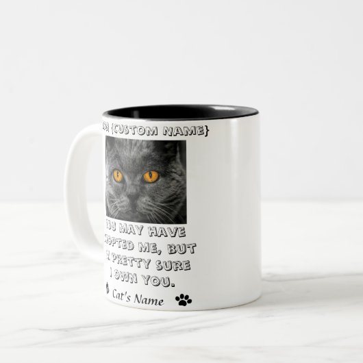 grappige Beste kat, persoonlijke foto en naam van Tweekleurige Koffiemok (Voorkant links)