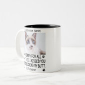 grappige Beste kat, persoonlijke foto en naam van  Tweekleurige Koffiemok (Voorkant links)