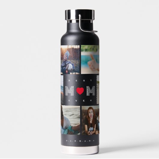 Grappige Beste Mam Ooit 8 Fotocollage Waterfles (Links)