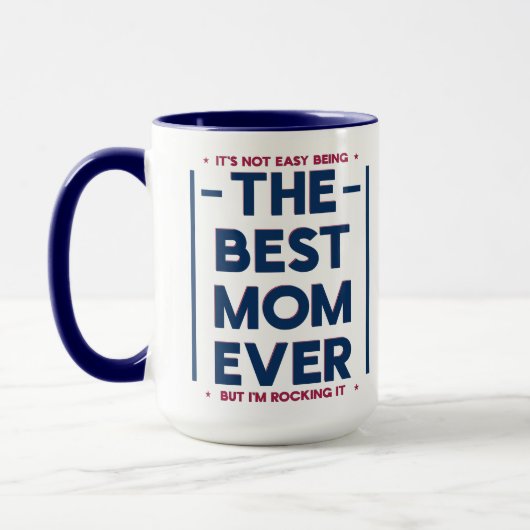 Grappige Beste Moeder Ooit Moderne Citaat Navy Bla Mok (Links)