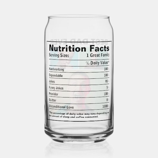 Grappige beste papa ooit foto | Voedingsfeiten Blikvorm Glas (Achterkant)