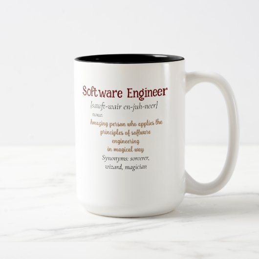 Grappige Beste Software Engineer Definitie Gift Co Tweekleurige Koffiemok (Rechts)