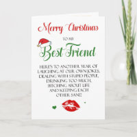 Grappige Beste Vriend Kerst Kaart voor Bestie