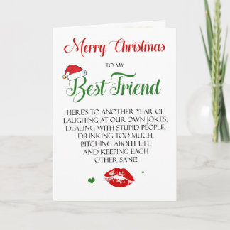 Grappige Beste Vriend Kerst Kaart voor Bestie