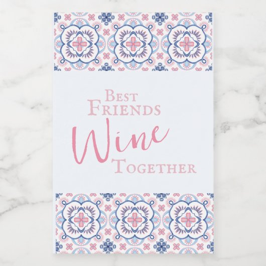 Grappige beste vrienden meisjes nacht wijn etiket (Enkel label)