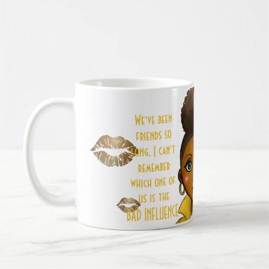 Grappige Beste Vriendin SLECHTE INVLOED Caricatuur Koffiemok (Links)