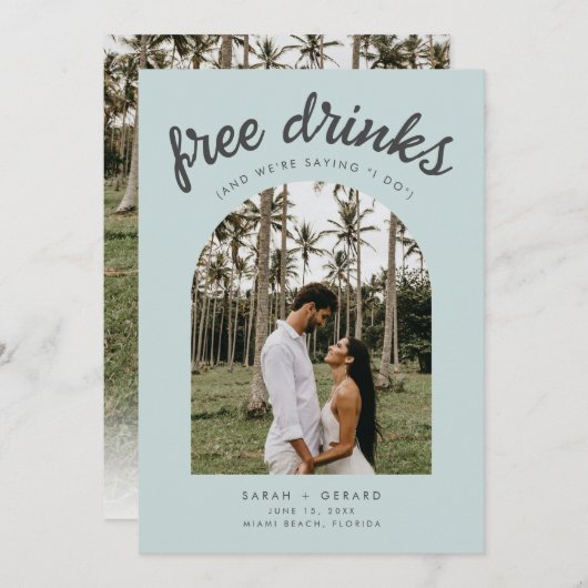 Grappige bestemming bruiloft foto Sla de datum op Save The Date (Voorkant / Achterkant)