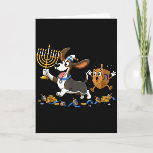 Grappige Bet Hound Dreidel Menorah Hanukkah Kinder Kaart