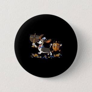 Grappige Bet Hound Driehoekige Menora Hanukka Kind Ronde Button 5,7 Cm