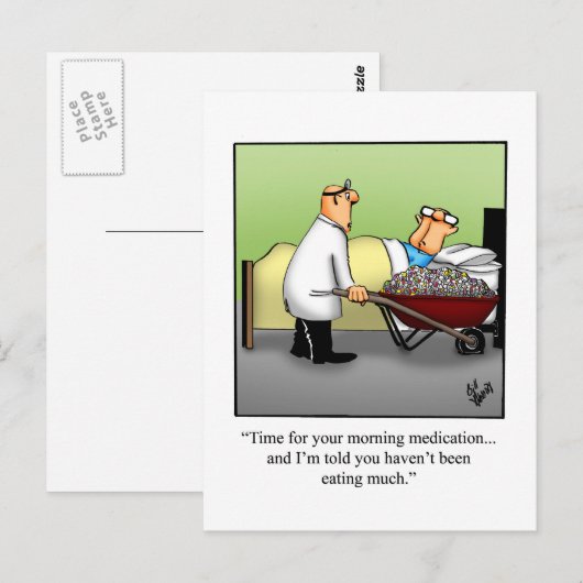 Grappige beterschap humor ansichtkaart briefkaart (Voorkant / Achterkant)