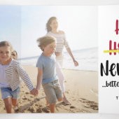 Grappige Better Late than Never Nieuwjaarsfoto Drieluik Wenskaart (Binnenkant midden)