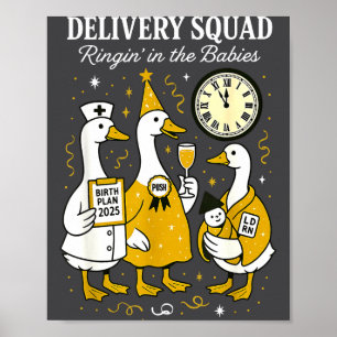 Grappige Bevallings-OB GYN Nieuw Jaar Dwaze Gans V Poster