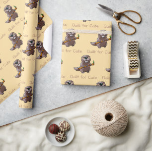 Grappige bever cartoon – Gebouwd om schattig te zi Cadeaupapier
