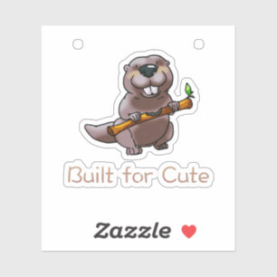 Grappige bever cartoon – Gebouwd om schattig te zi Sticker
