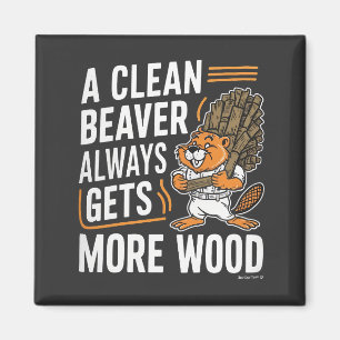 Grappige bever hout kapot grap vintage kunst magneet
