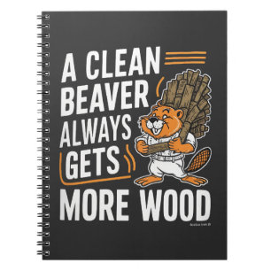 Grappige bever hout puns vintage kunst notitieboek