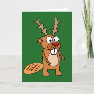 Grappige Bever met het Art. van Kerstmis van de Feestdagen Kaart
