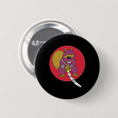 Grappige bever. Ninja Beaver Ronde Button 5,7 Cm (Voorkant /achterkant)