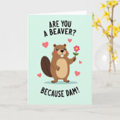Grappige Bever Puns Valentijnskaart Kaart (Gele Bloem)