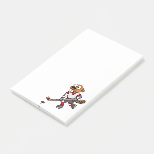 Grappige bever speelt ijshockey Cartoon Post-it® Notes (Schuin)