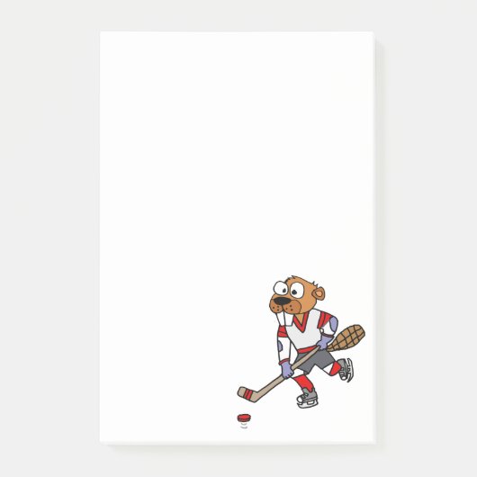 Grappige bever speelt ijshockey Cartoon Post-it® Notes (Voorkant)