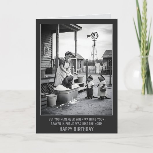 Grappige Bever Verjaardag Kaart (Voorkant)