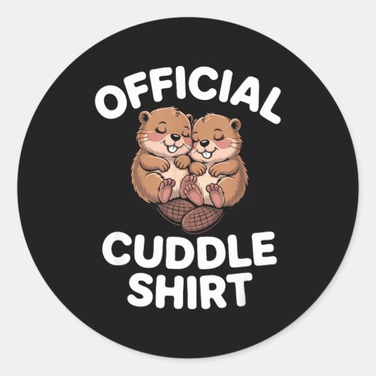 Grappige bevers knuffelen ronde sticker (Voorkant)