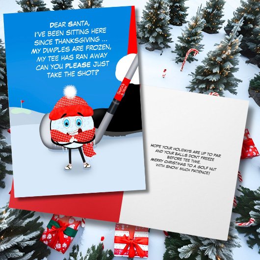 Grappige Bevriezende Golfbal Kerstmis Kaart