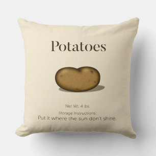 Grappige bewaarinstructies Rustic Potato Sack Kussen