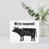 Grappige bewegende briefkaarten met koe silhouet (Staand voorkant)