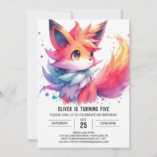 Grappige bewerkbare Fox Birthday Kaart (Voorkant)
