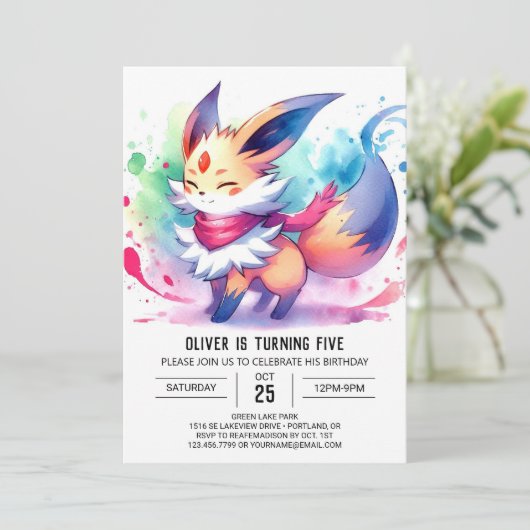 Grappige bewerkbare Fox Birthday Kaart (Staand voorkant)