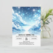 Grappige bewerkbare hemelse digitale verjaardag kaart (Staand voorkant)