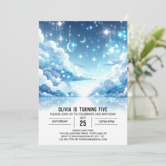 Grappige bewerkbare hemelse digitale verjaardag kaart (Staand voorkant)