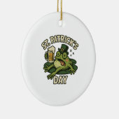 Grappige bewusteloze St. Patrick's Day kikker vint Keramisch Ornament (Rechts)